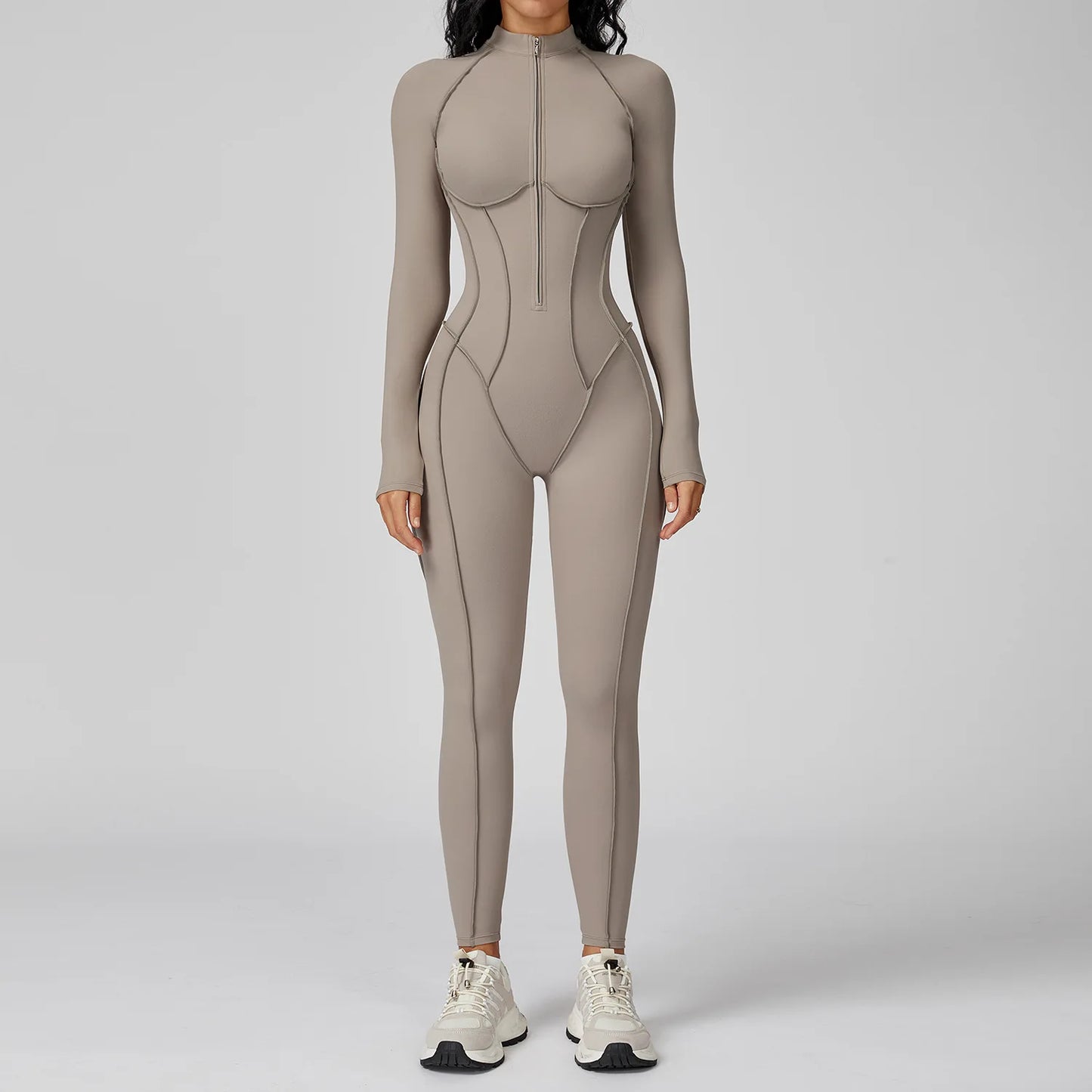 Long Sleeved Women's Gym Zipper Bodysuit/Tracksuit/Jumpsuit