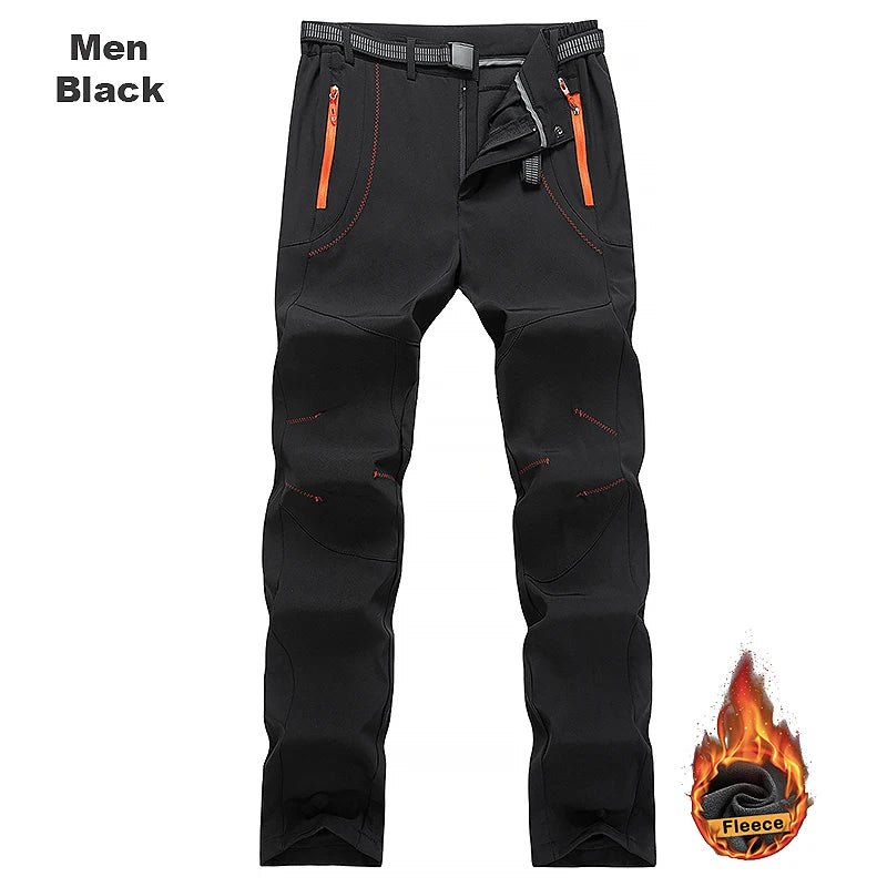 LNGXO Thick Warm Fleece Waterproof Windproof Outdoor Hiking Pants