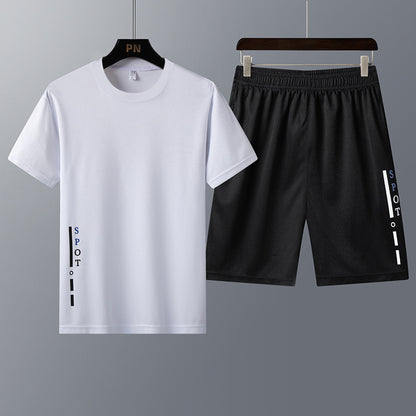 Men's Short-Sleeved T-Shirt Youth Trend Two-Piece Sportswear