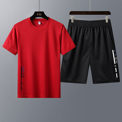 Men's Short-Sleeved T-Shirt Youth Trend Two-Piece Sportswear