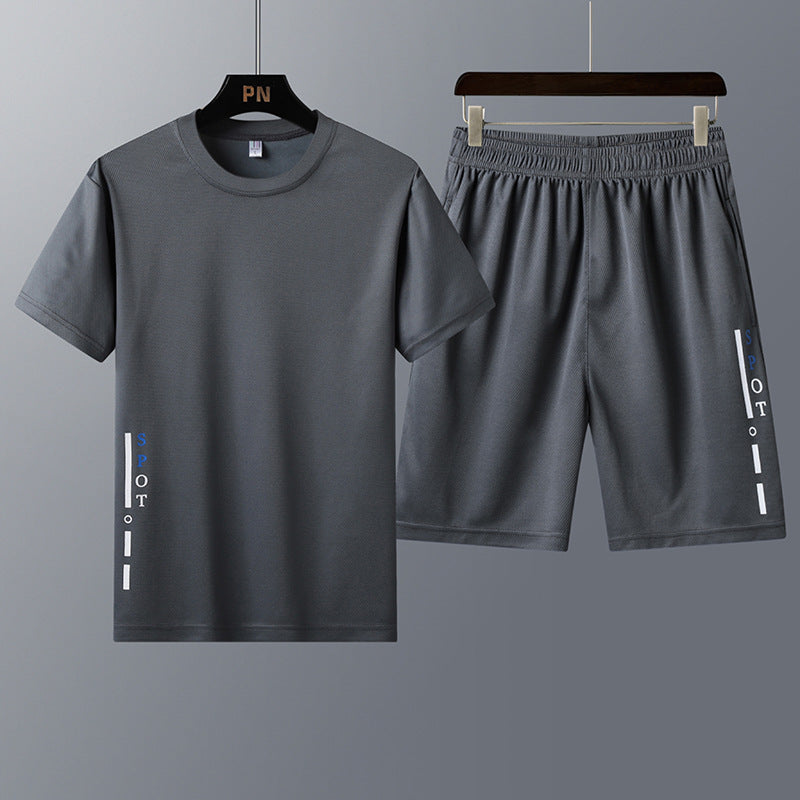 Men's Short-Sleeved T-Shirt Youth Trend Two-Piece Sportswear