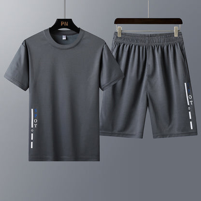 Men's Short-Sleeved T-Shirt Youth Trend Two-Piece Sportswear