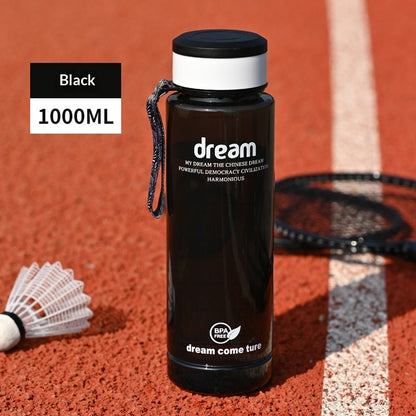 1L Large-Capacity Plastic Cup With Carrying Strap Portable Outdoor Sports Water Bottle