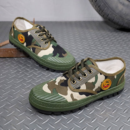 Men's Spring Breathable Outdoor Work Non-slip Wear-resistant Low-top Camouflage Training Shoes