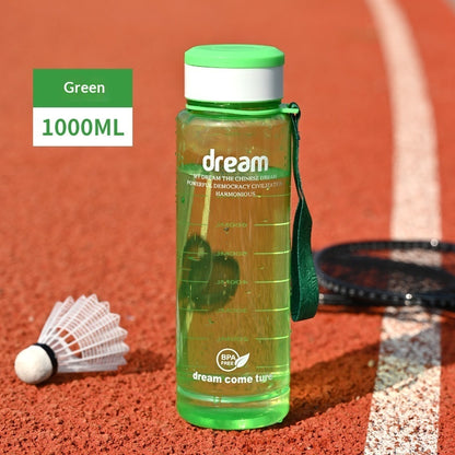1L Large-Capacity Plastic Cup With Carrying Strap Portable Outdoor Sports Water Bottle