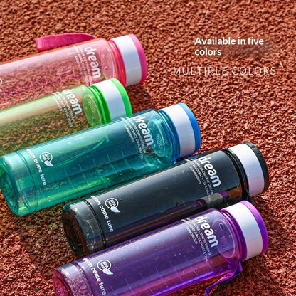 1L Large-Capacity Plastic Cup With Carrying Strap Portable Outdoor Sports Water Bottle