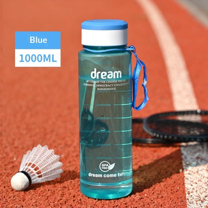 1L Large-Capacity Plastic Cup With Carrying Strap Portable Outdoor Sports Water Bottle