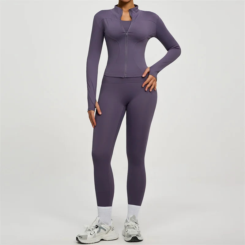 SVEIC Women's Two Piece Tracksuit Yoga Set - Long Sleeve Jacket and High Waisted Leggings