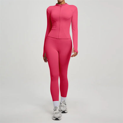 SVEIC Women's Two Piece Tracksuit Yoga Set - Long Sleeve Jacket and High Waisted Leggings