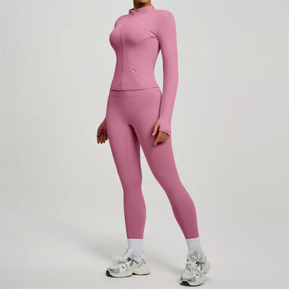 SVEIC Women's Two Piece Tracksuit Yoga Set - Long Sleeve Jacket and High Waisted Leggings