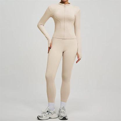 SVEIC Women's Two Piece Tracksuit Yoga Set - Long Sleeve Jacket and High Waisted Leggings
