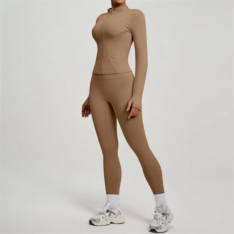 SVEIC Women's Two Piece Tracksuit Yoga Set - Long Sleeve Jacket and High Waisted Leggings