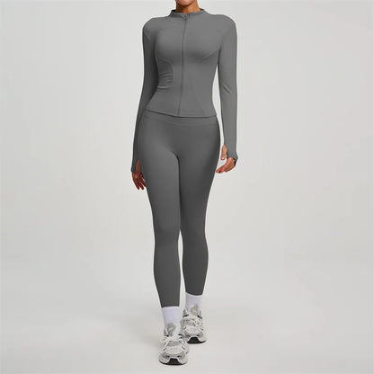 SVEIC Women's Two Piece Tracksuit Yoga Set - Long Sleeve Jacket and High Waisted Leggings