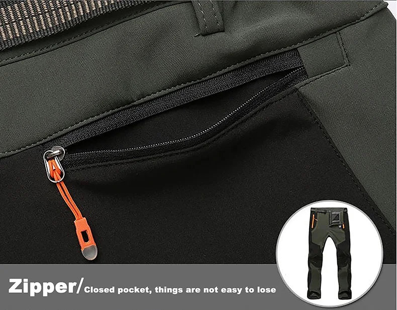 LNGXO Thick Warm Fleece Waterproof Windproof Outdoor Hiking Pants