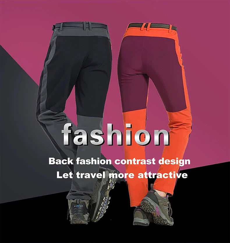 LNGXO Thick Warm Fleece Waterproof Windproof Outdoor Hiking Pants