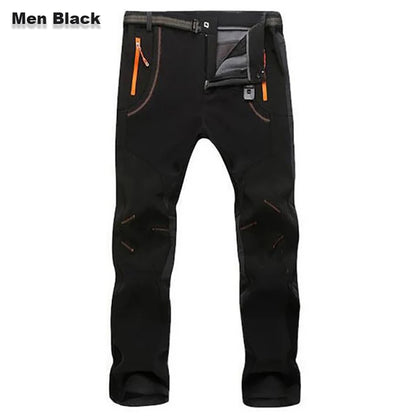 LNGXO Thick Warm Fleece Waterproof Windproof Outdoor Hiking Pants