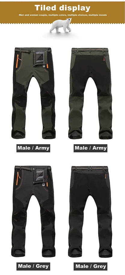 LNGXO Thick Warm Fleece Waterproof Windproof Outdoor Hiking Pants