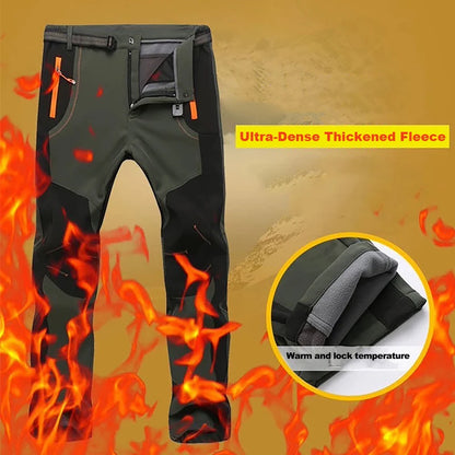 LNGXO Thick Warm Fleece Waterproof Windproof Outdoor Hiking Pants