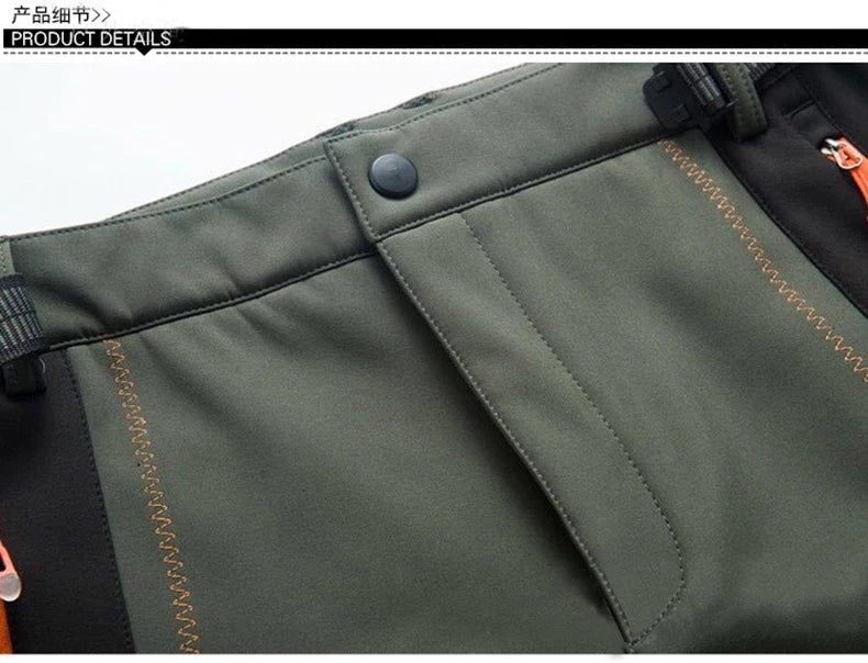 LNGXO Thick Warm Fleece Waterproof Windproof Outdoor Hiking Pants