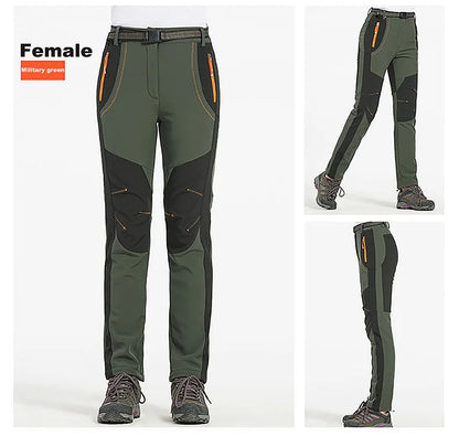 LNGXO Thick Warm Fleece Waterproof Windproof Outdoor Hiking Pants