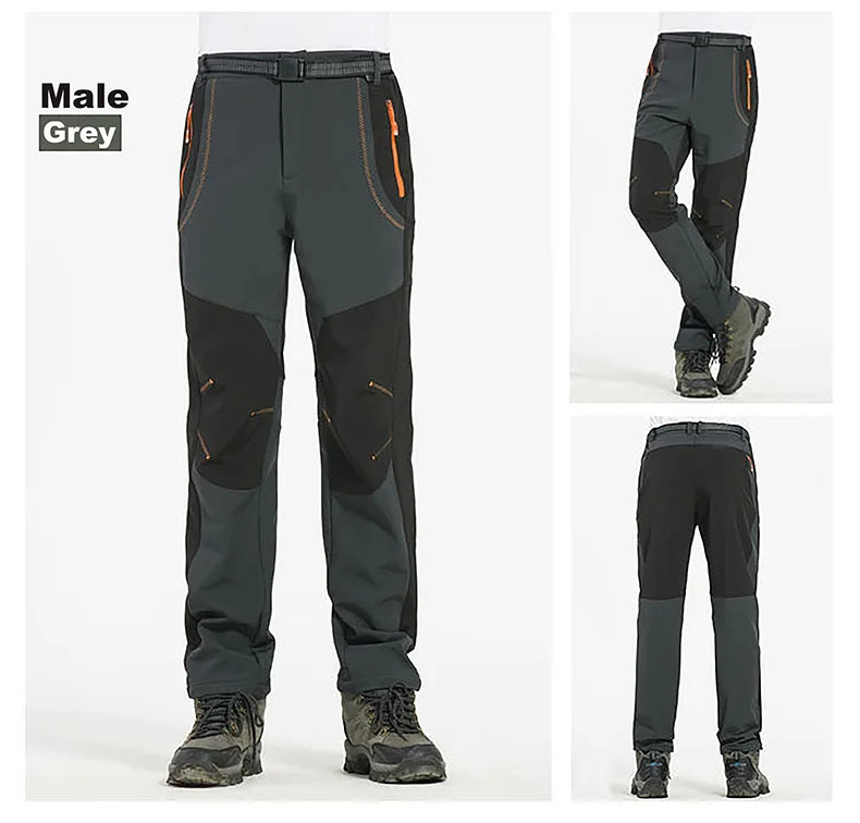 LNGXO Thick Warm Fleece Waterproof Windproof Outdoor Hiking Pants