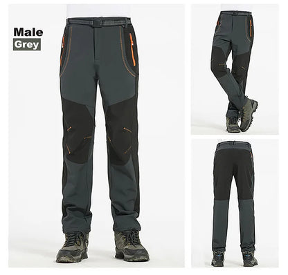 LNGXO Thick Warm Fleece Waterproof Windproof Outdoor Hiking Pants