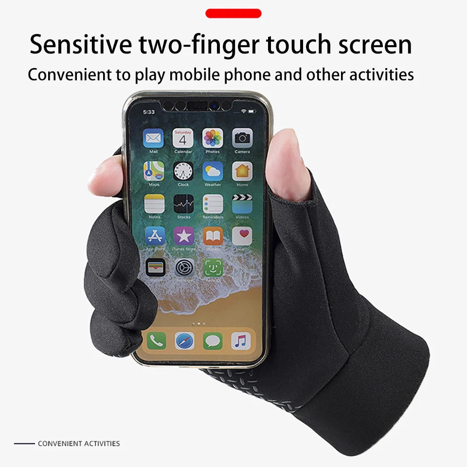 Warm Touch Screen Two Fingers Cut Anti-Slip Gloves
