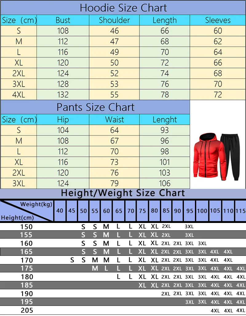 Men's Athletic Sportswear Tracksuit Set Zipper Hoodie with Joggers
