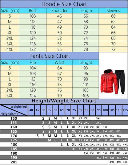 Men's Athletic Sportswear Tracksuit Set Zipper Hoodie with Joggers