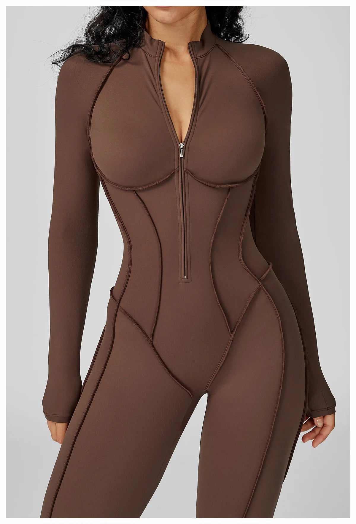 Long Sleeved Women's Gym Zipper Bodysuit/Tracksuit/Jumpsuit
