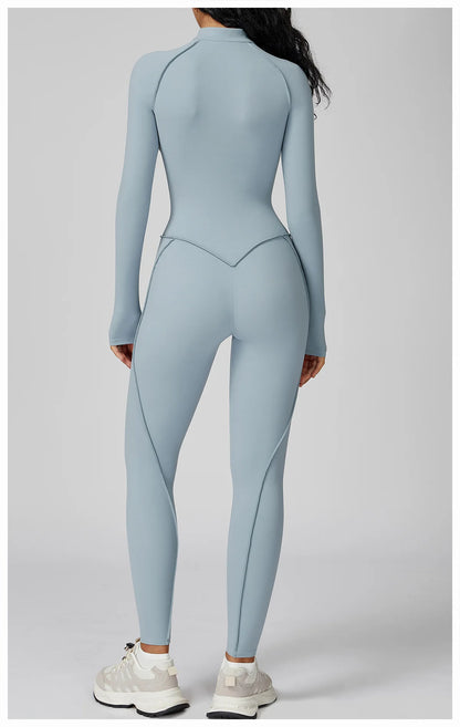 Long Sleeved Women's Gym Zipper Bodysuit/Tracksuit/Jumpsuit