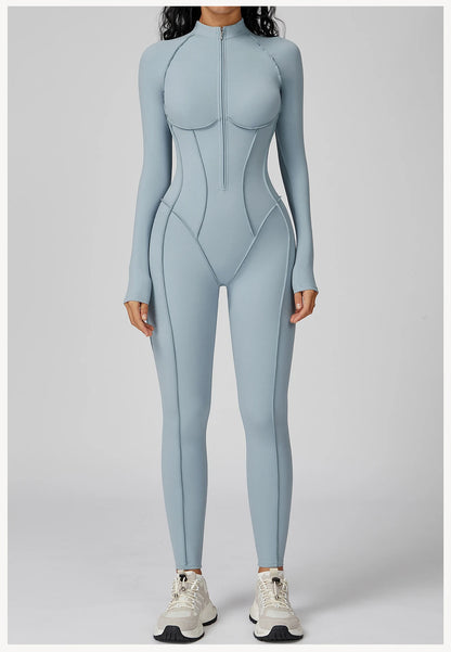 Long Sleeved Women's Gym Zipper Bodysuit/Tracksuit/Jumpsuit