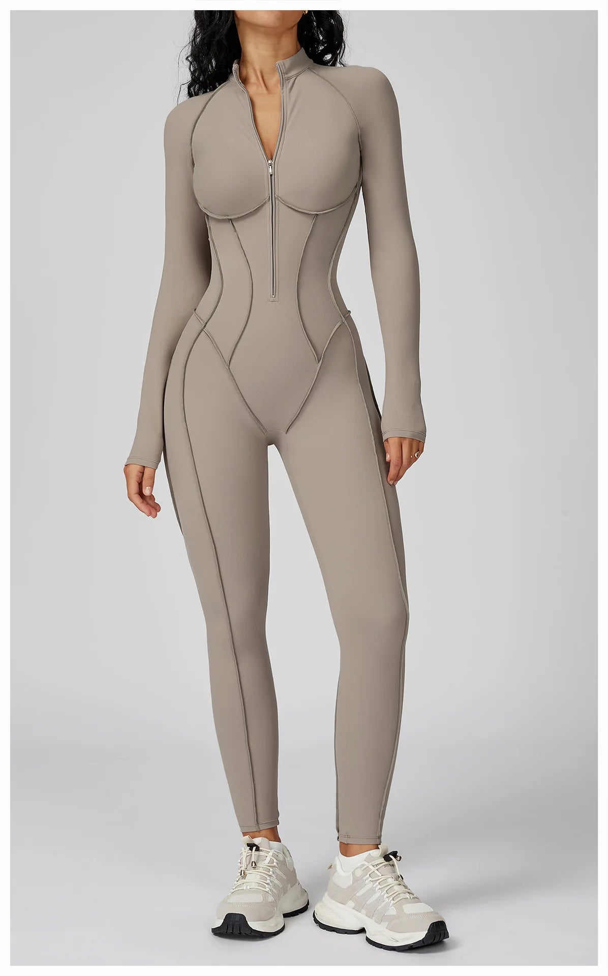 Long Sleeved Women's Gym Zipper Bodysuit/Tracksuit/Jumpsuit