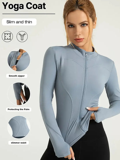 Women's Tight Quick-drying Long-Sleeved Sun-Protective Stand-Up Collar Fitness Jacket