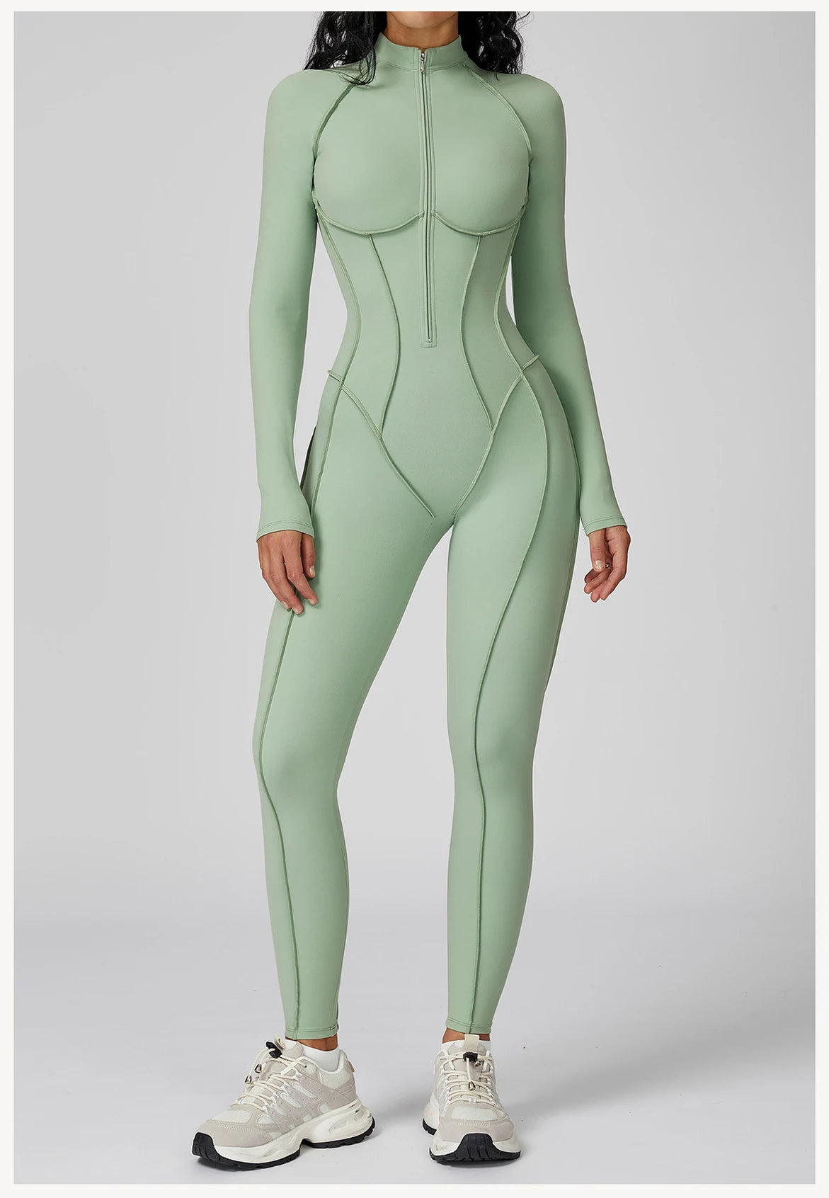 Long Sleeved Women's Gym Zipper Bodysuit/Tracksuit/Jumpsuit