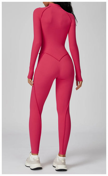 Long Sleeved Women's Gym Zipper Bodysuit/Tracksuit/Jumpsuit