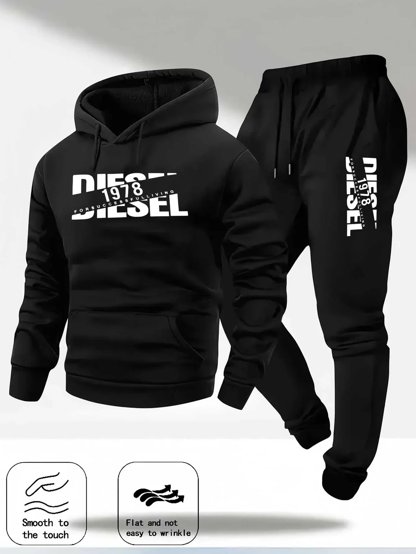 Men's Hooded Winter Sportswear 2 piece Hoodie + Joggers Tracksuit