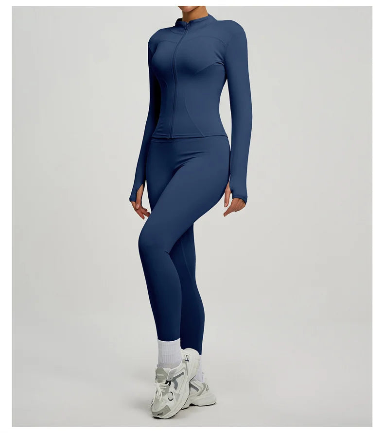 SVEIC Women's Two Piece Tracksuit Yoga Set - Long Sleeve Jacket and High Waisted Leggings