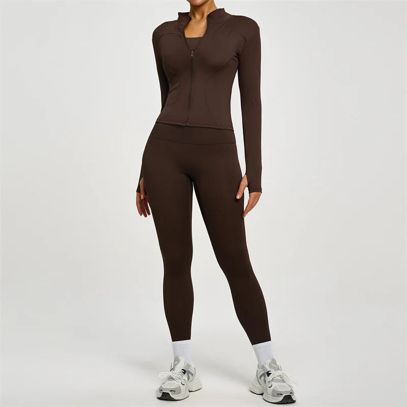SVEIC Women's Two Piece Tracksuit Yoga Set - Long Sleeve Jacket and High Waisted Leggings