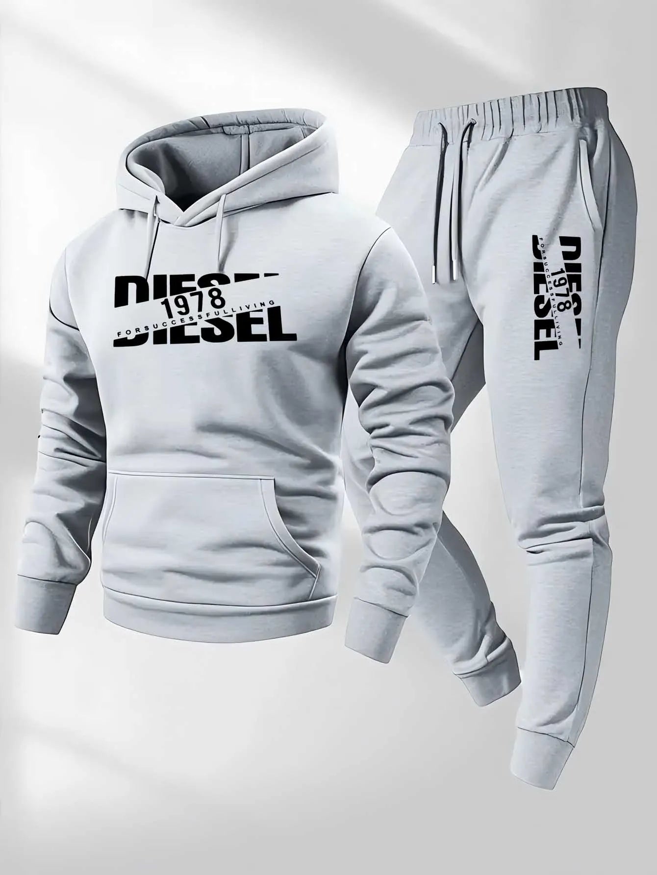 Men's Hooded Winter Sportswear 2 piece Hoodie + Joggers Tracksuit