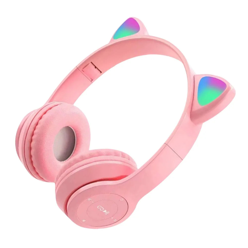 Cute Cat Ear Over-Ear Bluetooth Headsets for Kids and Adults