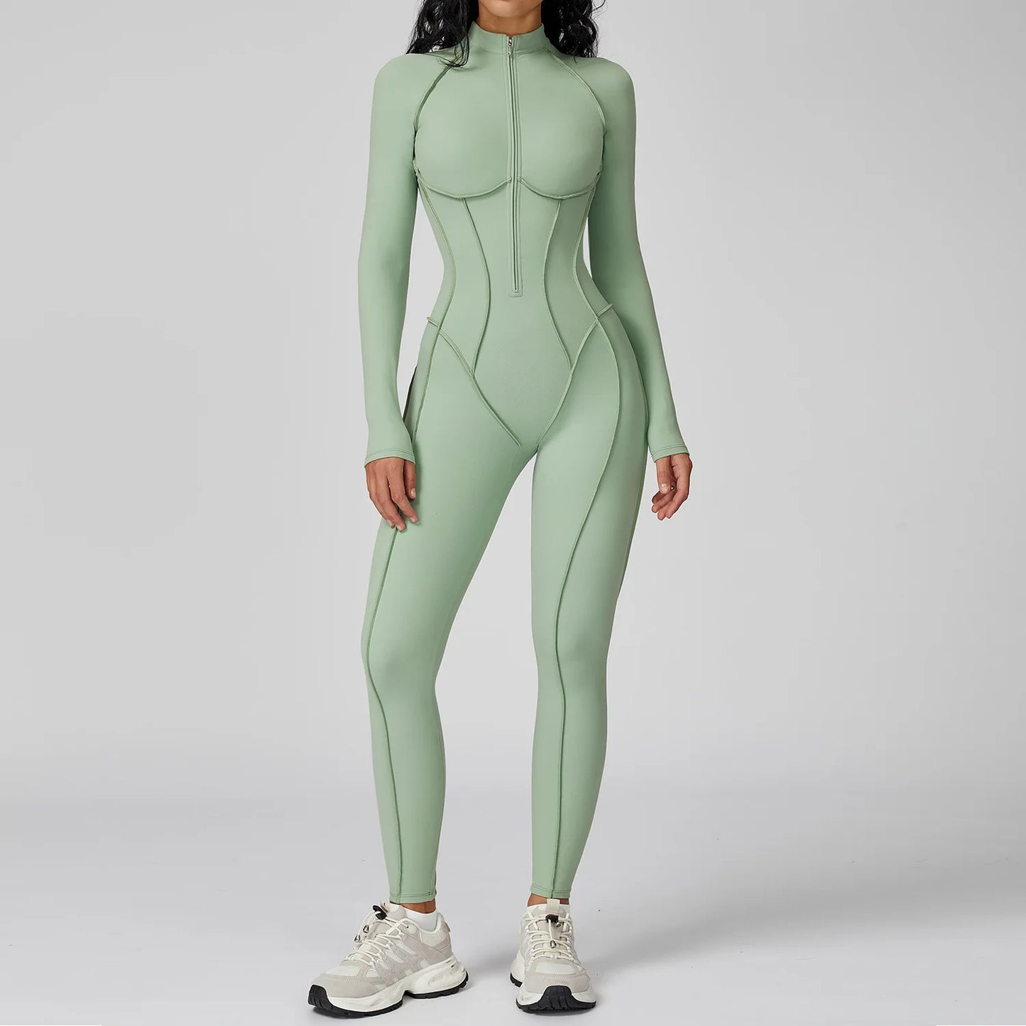 Long Sleeved Women's Gym Zipper Bodysuit/Tracksuit/Jumpsuit