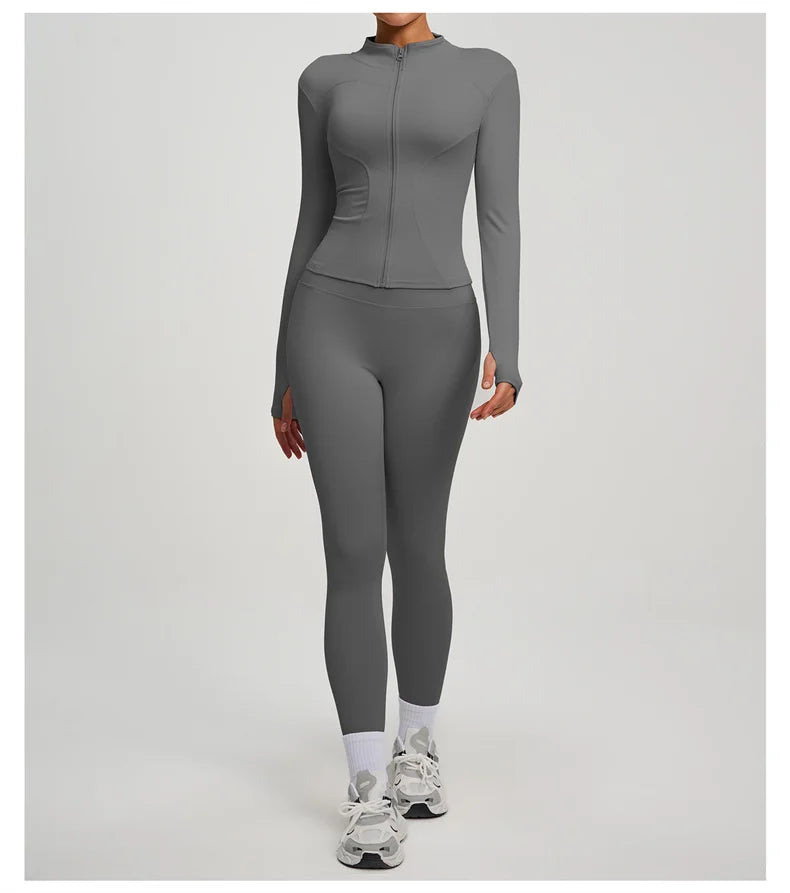 SVEIC Women's Two Piece Tracksuit Yoga Set - Long Sleeve Jacket and High Waisted Leggings