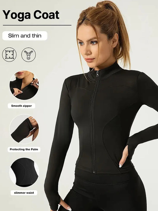 Women's Tight Quick-drying Long-Sleeved Sun-Protective Stand-Up Collar Fitness Jacket