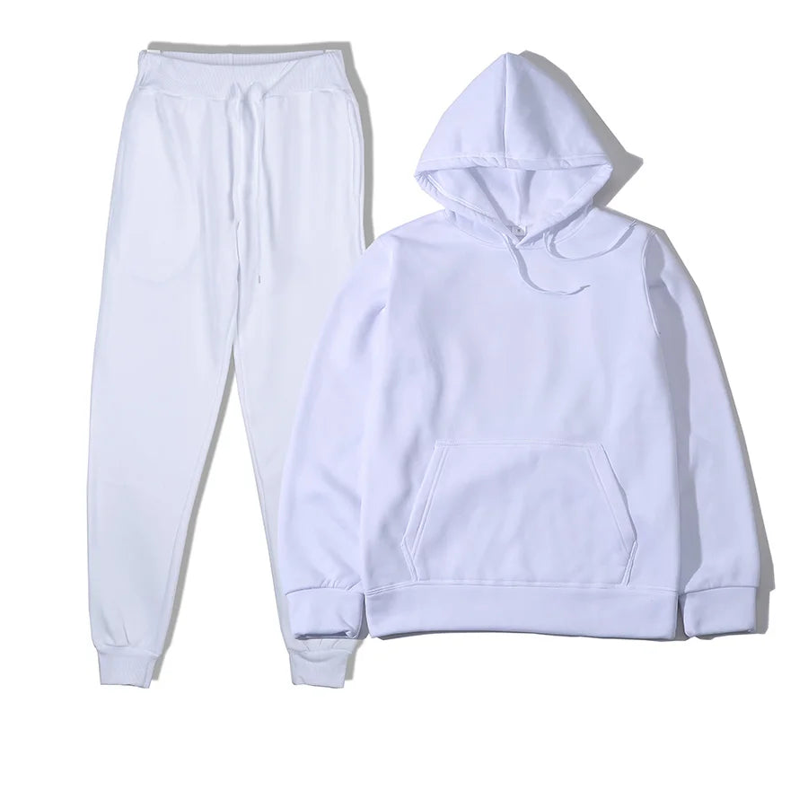 Men's Solid Color Hoodie+pants Two-piece Set Tracksuit