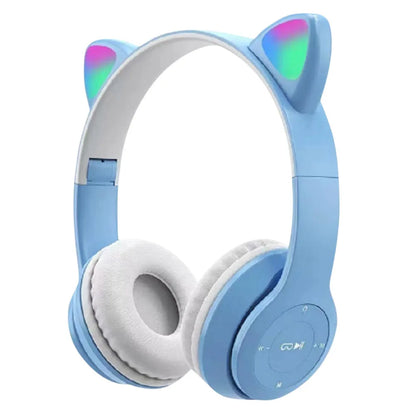Cute Cat Ear Over-Ear Bluetooth Headsets for Kids and Adults