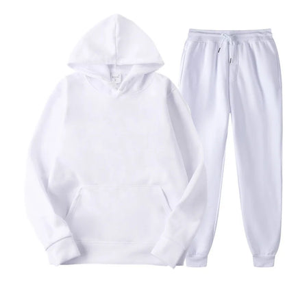 Men's Solid Color Hoodie+pants Two-piece Set Tracksuit