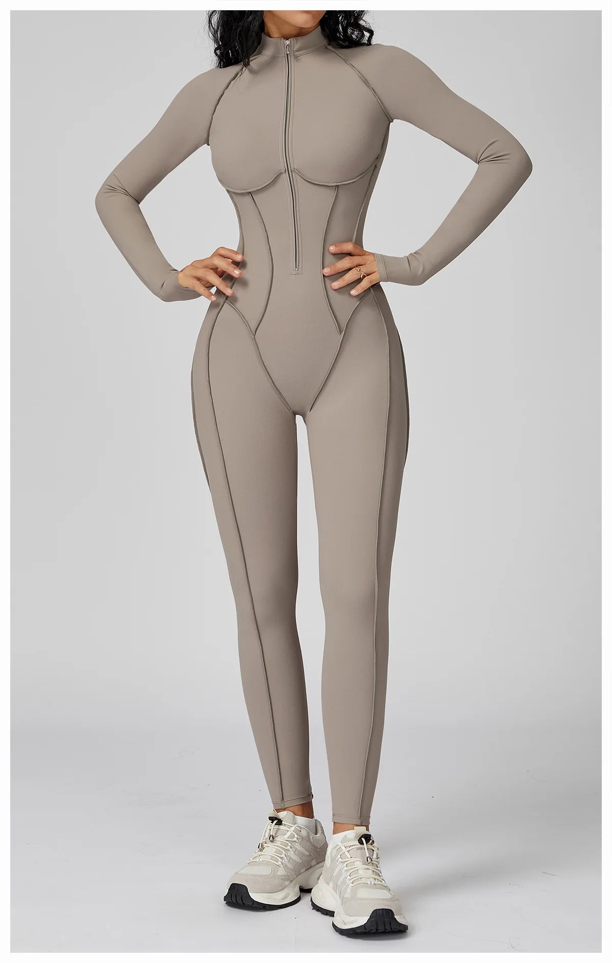 Long Sleeved Women's Gym Zipper Bodysuit/Tracksuit/Jumpsuit