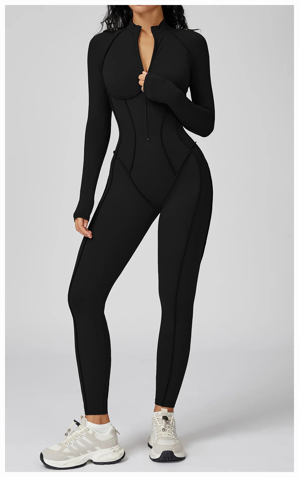 Long Sleeved Women's Gym Zipper Bodysuit/Tracksuit/Jumpsuit