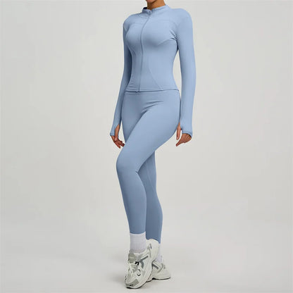 SVEIC Women's Two Piece Tracksuit Yoga Set - Long Sleeve Jacket and High Waisted Leggings